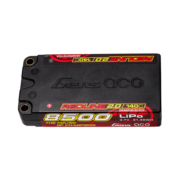 Gens Ace Redline 2.0 8500mAh 1S2P 140C Short Pack LiPo Battery