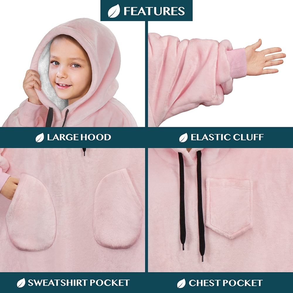PAVILIA Wearable Blanket Sweatshirt for Kids Boy Girl Taupe Tan