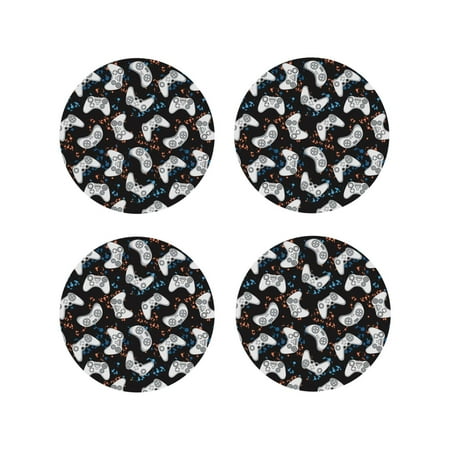 

Matuu Game for Cup Coasters Set of 4 Leather Coasters Desk Coasters for Office Measures 4” x 4”-Round Shape