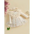 thumbnail image 3 of aturustex Infant Baby Girls One piece Romper Dress 1M 3M 6M 9M 12M Newborn Long Sleeve Crew Neck Jumpsuits Mesh Lace Patchwork Bodysuits and Cute Headr Little Girl Loose Casual Daily Clothes, 3 of 7