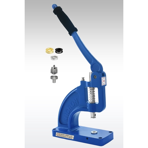 MICRON TEP-3 Fastener Attaching Machine with #5 Self-Piercing Dies and #5 Antique Brass Plated Self-Piercing Grommets and Washers