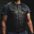 thumbnail image 3 of First Mfg Co - Lowside - Mens Motorcycle Biker Riding Black Red Perforated Leather Vest - Extra Large, 3 of 5