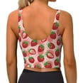 thumbnail image 3 of Xecao Cute Strawberry for Sports Bra with Removable Pads, Crop Tank Top Design, Women's Longline Sports Bra - Non-Wired - Small, 3 of 9