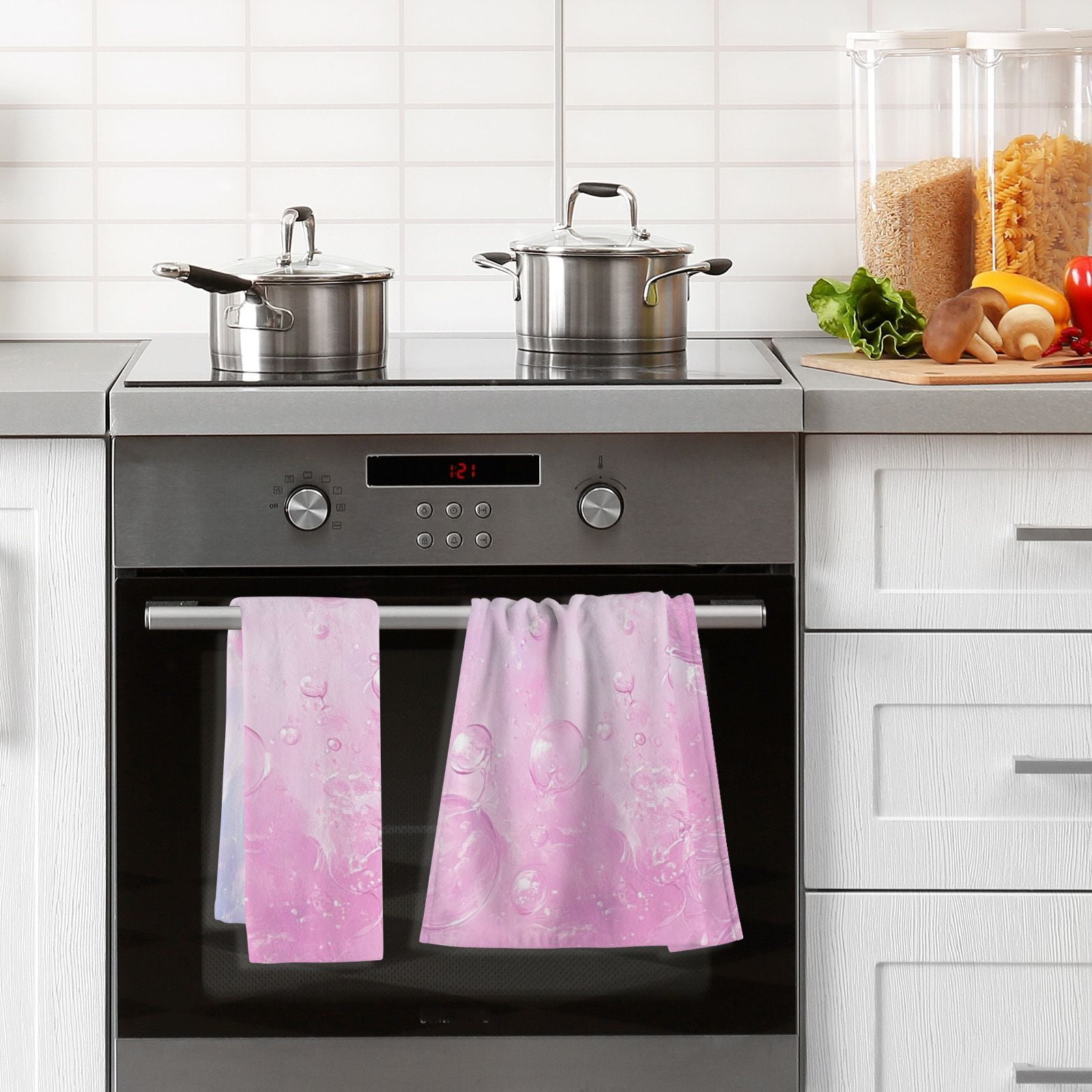 Pink Bubbles Hand Towels Cotton Bath Towels Large Face Towels Absorbent for Bathroom 2 Packs
