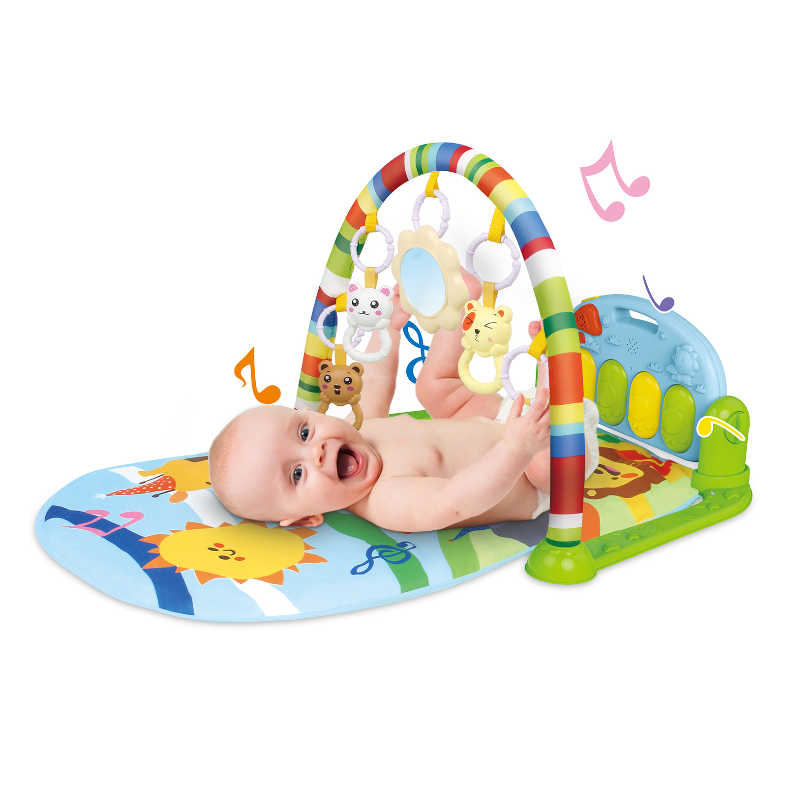 Babyeap 3-in-1 Baby Play Gym with Kick Piano and Tummy Time Mat photo 7