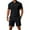 Black, variant on Men's Casual 2-Piece Quick-Dry Set, Loose Breathable Short Sleeve Polo Shirt and Elastic Waist Shorts, Summer Outfit For Travel and Sports,Army Green,L