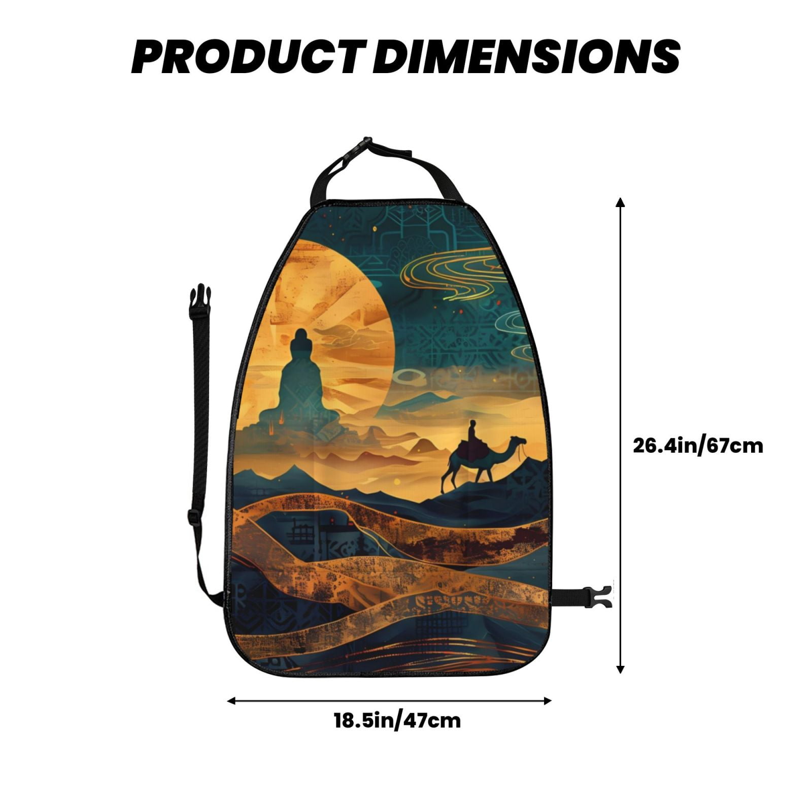 Xecao Sunset Desert Journey Pattern Car Seat Back Protector 2 Pack Large Capacity Pocket, Kick Mats Back Seat Protector