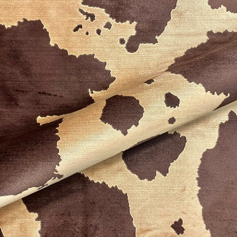 Brown Faux Cowhide Velvet Upholstery Fabric 56 by the Yard