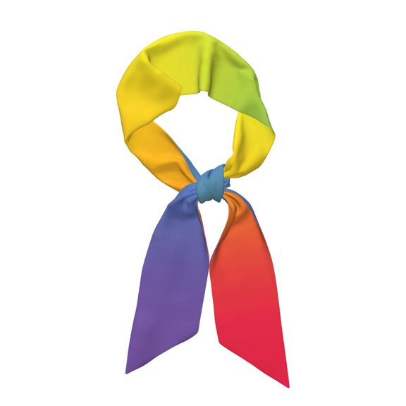 Satin Scarf For Women Multi Functional Lightweight Soft Fashion Neck Scarf Hair Tie Headband Handbag Charm Belt Wrap Accessory For Travel Party Daily Use Gradient Rainbow