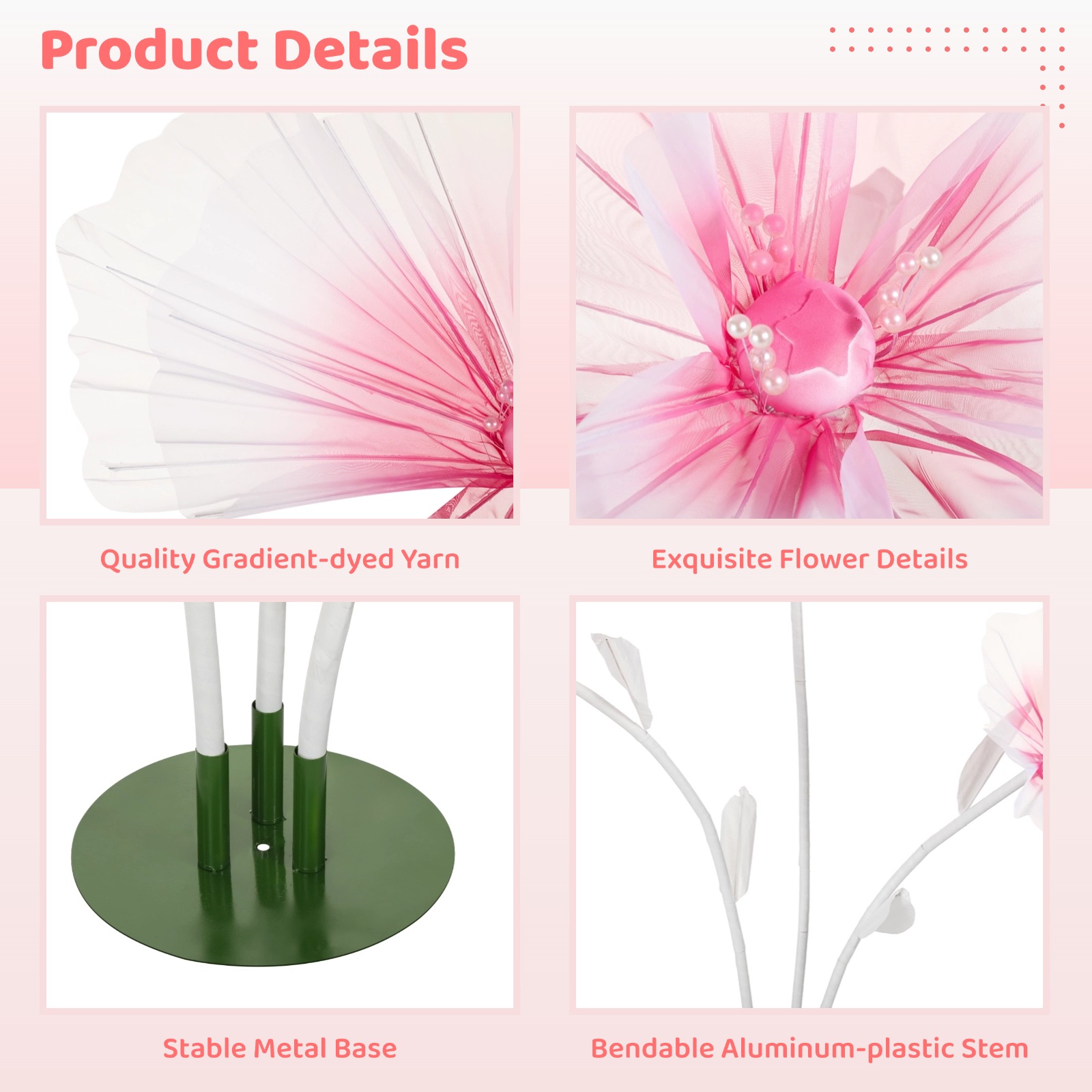 Wedding Decorations for Reception, Giant Floor Standing Flowers, Huge Artificial Silk Flowers, Large Photo Prop for Wedding Party Backdrop Decoration