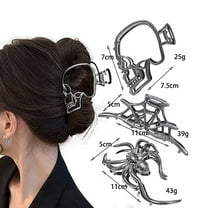 3PCS Gothic Accessories Black Spider Web Skeleton Hand Skull Cute Large Hair Claw Clips for Women Goth Accessories Cute Hair Clips Skeleton Hair Clip, Halloween Decoration