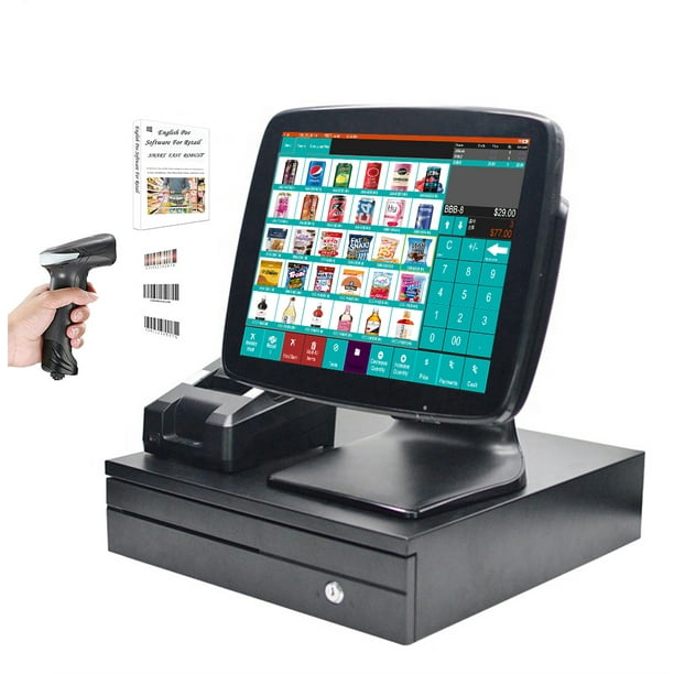 Touch Screen Cash Register For Small Business POS Cash Register 15'' Touch Screen Windows PC with 3 1/8'' Thermal