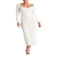 thumbnail image 1 of Solid Color Long Sleeve Bodycon Dress with Thigh Slit for Women, 1 of 8