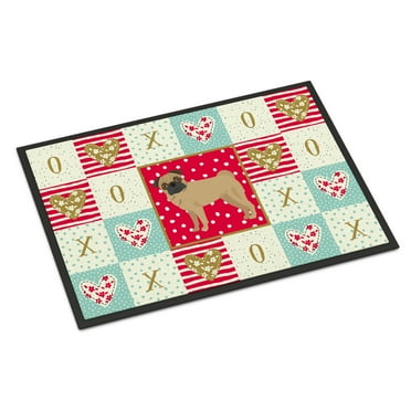 Carolines Treasures CK5886JMAT Pug Love Door Mat Indoor Rug or Outdoor Welcome Mat 24x36 Doormat 36"L x 24"W multicolor