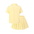 thumbnail image 5 of PureChapter Girls Summer Outfits Striped Short Sleeve Button Down Shirt & Pleated Skirt 2 Piece Preppy Clothes for Back to School, 5 of 8