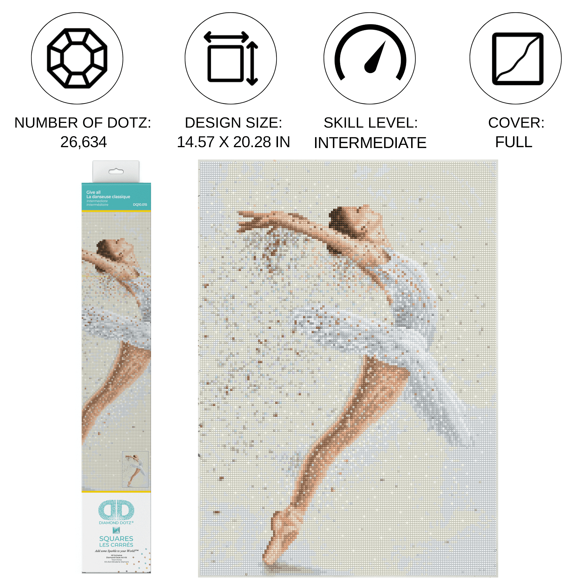 Diamond Dotz Give All Ballet Diamond Painting Kits for Adults - Diamond Art Kits a Relaxing Creative Craft Kit with Dotz Gems 14.5"x20.3"