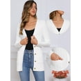 thumbnail image 2 of DARING DIVA Women's Cable Knit Chunky Button Up Cardigan XS White, 2 of 6