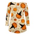 thumbnail image 4 of Blusa informal de manga larga con botones abiertos y cuello redondo para mujer, holgada, plisada, para Halloween Pompotops FGAJ4540, 4 of 5