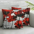 thumbnail image 3 of PIKWEEK  Poppy Flower Throw Pillow Cover Vintage Red Poppy Flower Cotton Linen Decorative Rectangular Pillowcase for Sofa and Bed Couch, 3 of 5