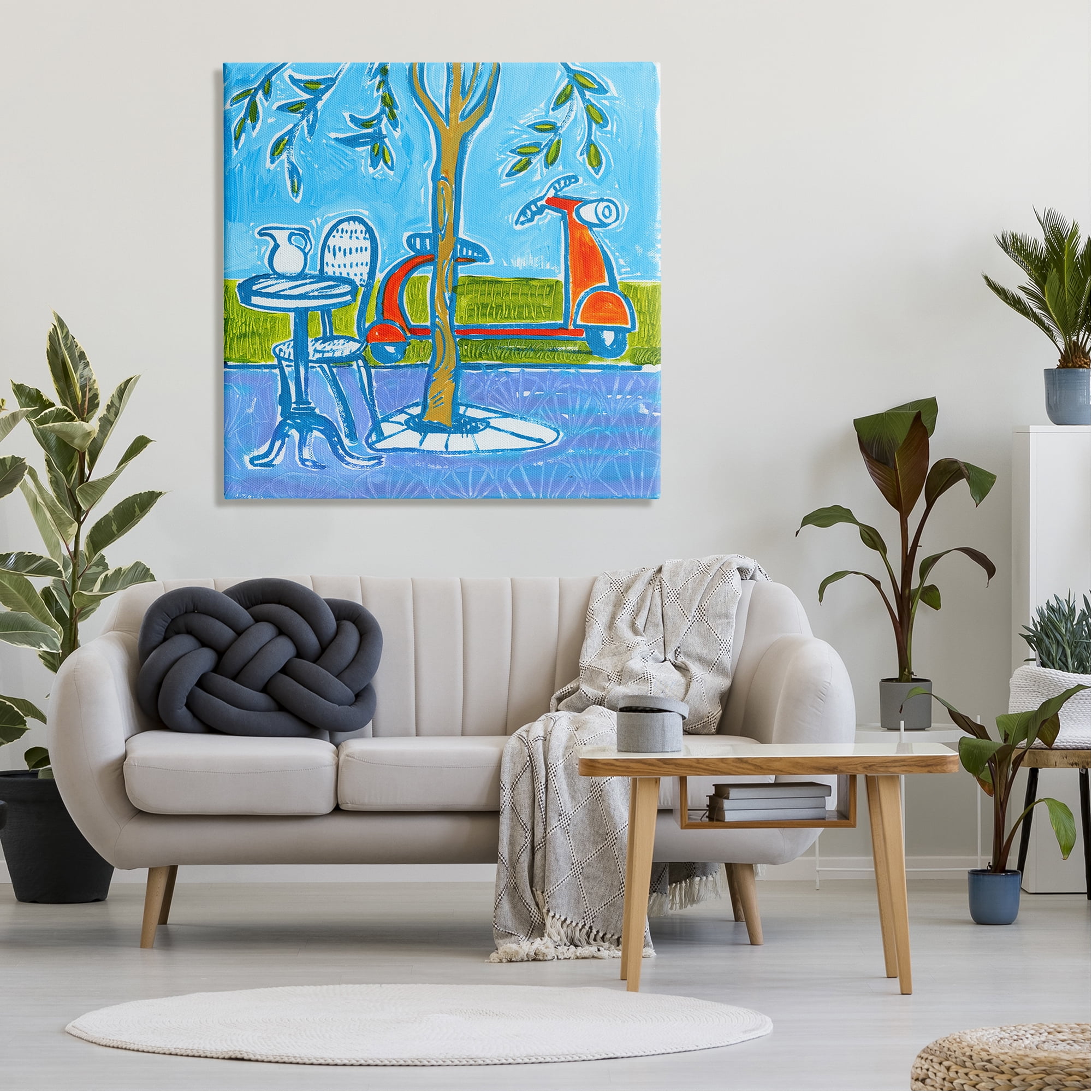 Stupell Industries Contemporary Garden Scene Parked Scooter Abstract Nature Painting Gallery Wrapped Canvas Print Wall Art, Design by Ben Mann
