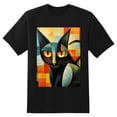 thumbnail image 2 of Plus Size Shirt for Women Black Tops for Women Short Sleeves Shirt for Women Cubist Style Cat T Shirt Crewneck Shirt for Women XL, 2 of 5