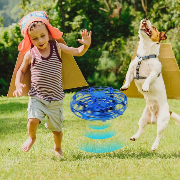 Cuadricóptero De Aviones Sensor infrarrojo Quadcopter Evitación de obstáculos Luces LED Mini UFO Drone (Azul)