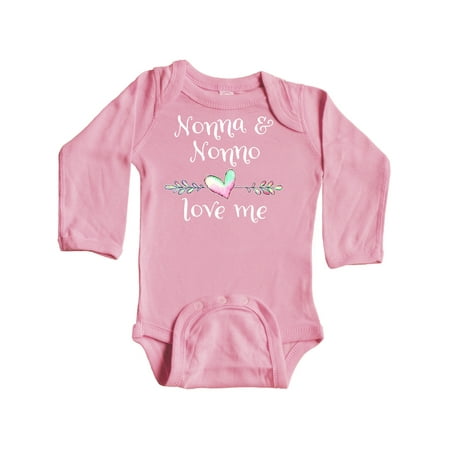 

Inktastic Nonna and Nonno Love Me- Heart Grandchild Gift Baby Boy or Baby Girl Long Sleeve Bodysuit