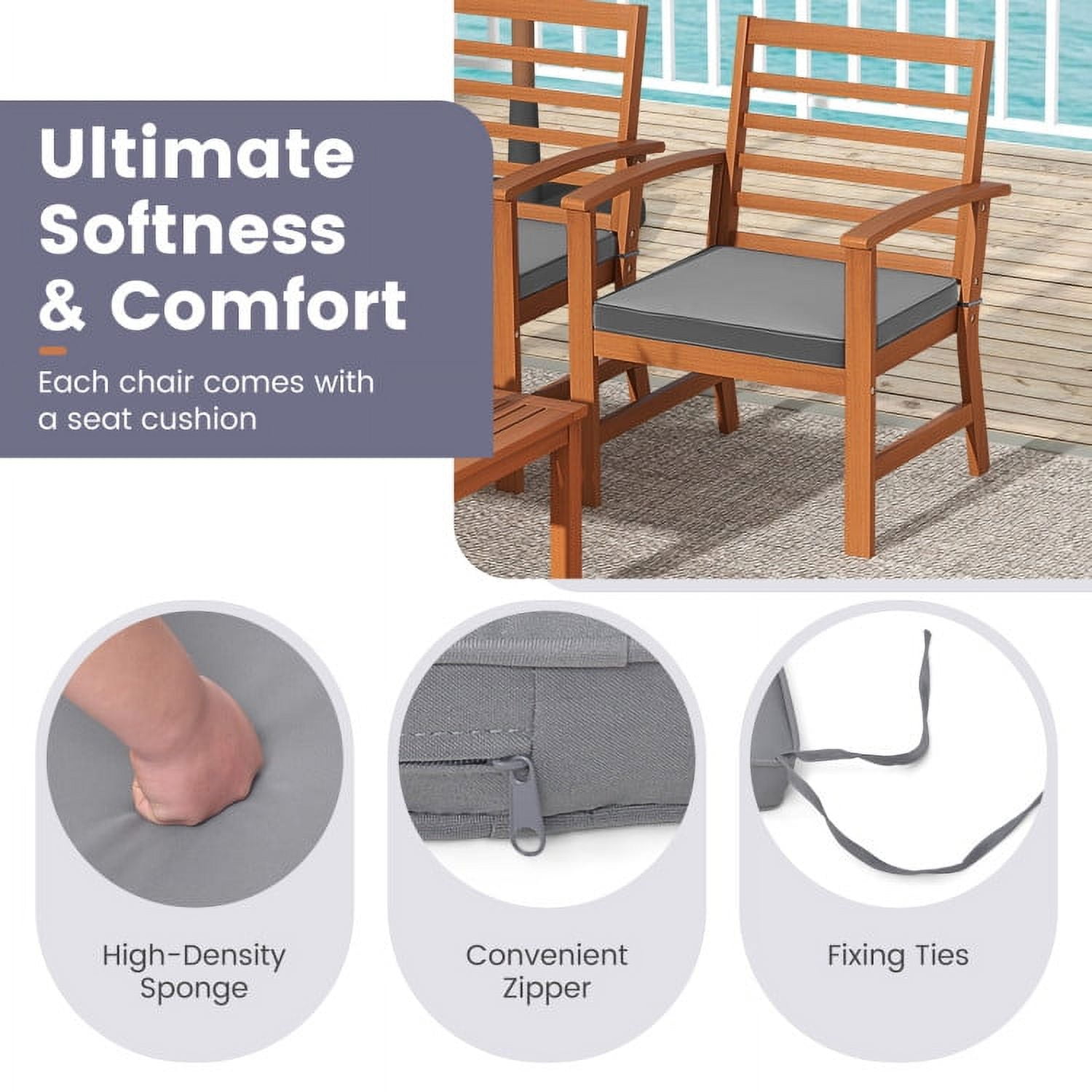 Aimee Lii 4 Pieces Outdoor Furniture Set with Stable Acacia Wood Frame, Patio Furniture Sets, Gray Aimee Lii 4 Pieces Outdoor Furniture Set with Stable Acacia Wood Frame, Patio Furniture Sets, Gray