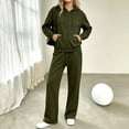 thumbnail image 6 of Womens Hoodies Dqueduo Women's Fashion Solid Color Long Sleeve Hooded Zip Up Top And Elastic Waist Pocket Pants Set, Sizes S-XXXL, 6 of 8
