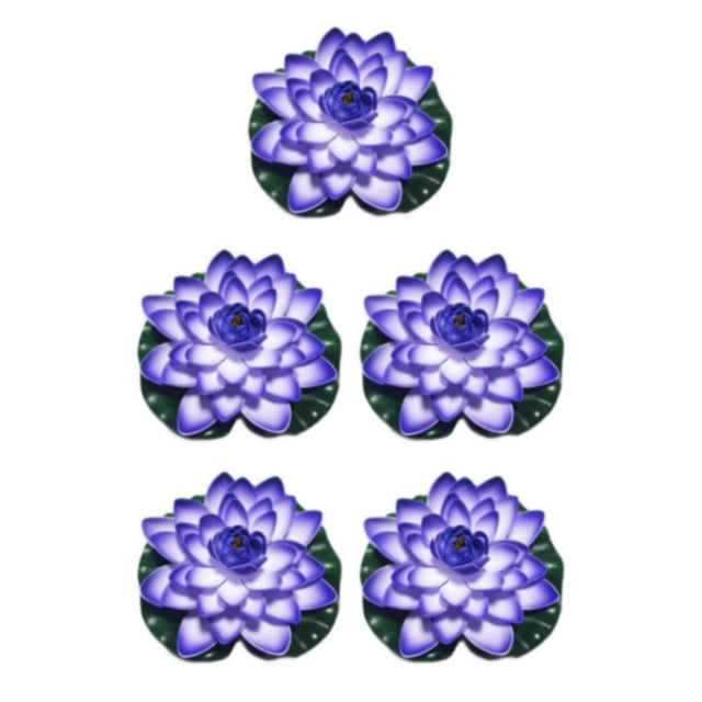 QualitChoice Artificial Lotus Replacement Simulation Outdoor Garden Park Pond Pool Photography Fake Water Flower Decor Blue 5PCS