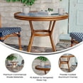 thumbnail image 4 of Emma + Oliver Indoor/Outdoor Bistro Style 31.5 in. Table with Navy & White PE Rattan, Glass Top, and Natural Bamboo Finished Metal Frame, 4 of 12