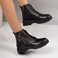 thumbnail image 6 of Taqqpue Women Ankle Booties Women's Fashion Casual Winter Short Boots Solid Color Round Toe Front Lace-Up Heel Low Heel Ankle Boots for Women, 6 of 8