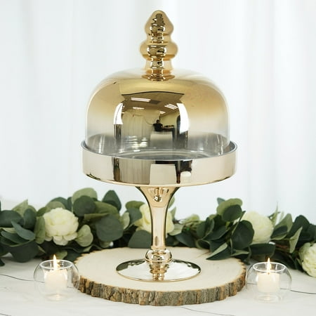 Cake Stands With Covers BalsaCircle 19-Inch tall Round Ombre Glass Cake Stand with Cover Wedding Party Event Decorations Catering Pedestal Riser ()