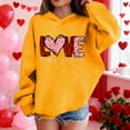 thumbnail image 5 of Valentine Hooded Sweatshirts For Kids Long Sleeve Print Pullover Tops Holiday Casual Loose Stylish Hoodies (7 Years, Yellow-I), 5 of 8