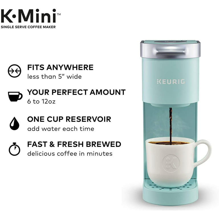 Keurig K-Mini Single Serve Coffee Maker (Oasis) Bundle with 12-Count  Colombian Roast Coffee, Cleaning Cups and 12-Ounce Double Wall Stainless  Steel