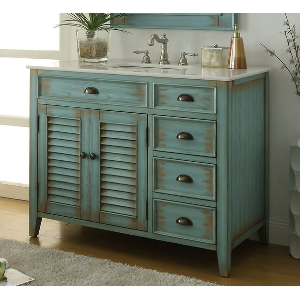 42 Benton Collection Abbeville Distressed Blue Rustic Farmhouse Bathroom Vanity Cf 78888bu Com 42 Benton Collection Abbeville, 42 Bathroom Vanity Farmhouse Style