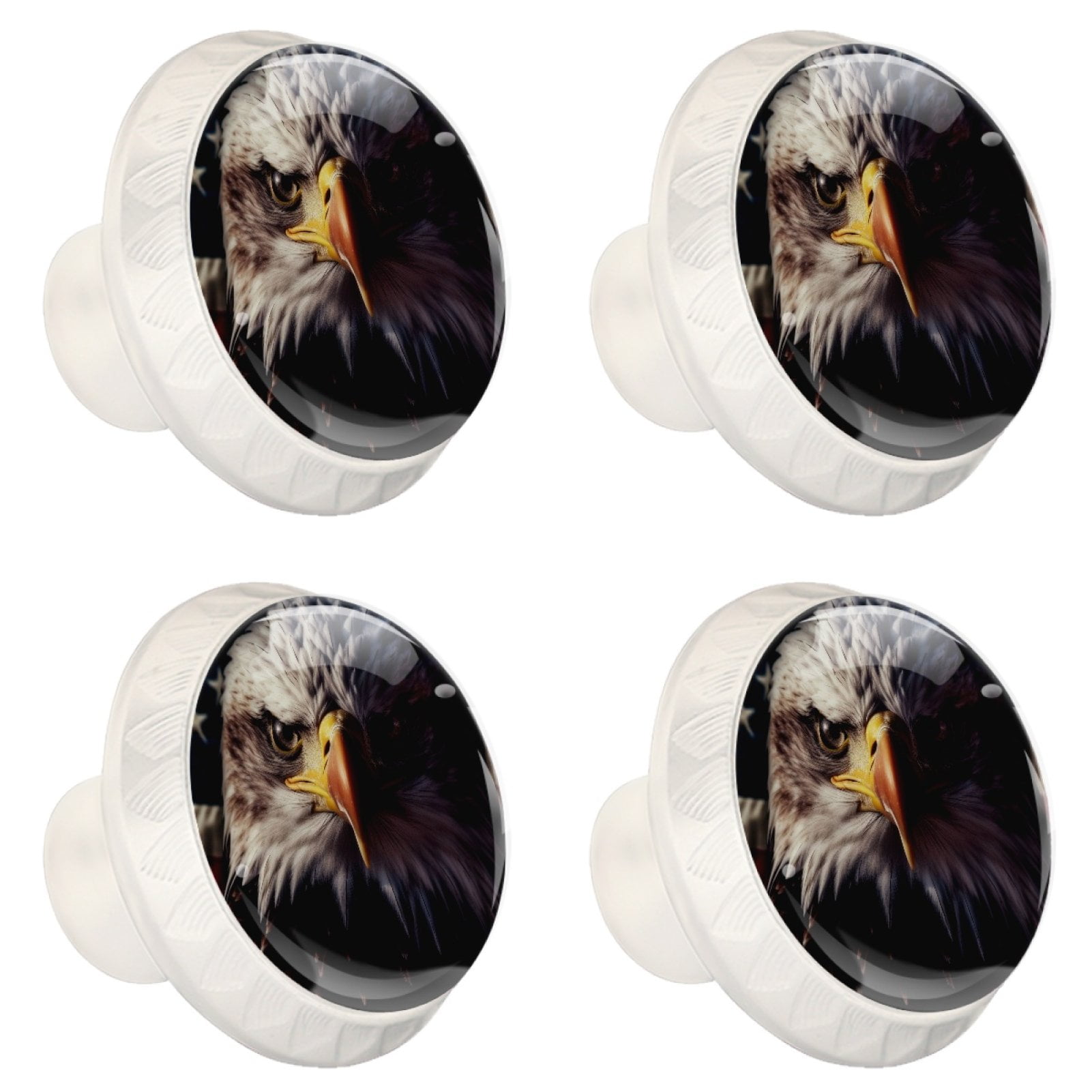 4 Pcs Eagle and American Flag Knobs for Kitchen Cabinet Cupboard Dresser Bookcase Drawer Pulls Handles Round Home Decor