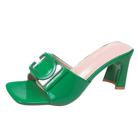 

VBARHMQRT Female Strappy Sandals for Women Dressy Women Sandals Fashion New Spring Summer Thick Heel Square Heel Comfortable Square Toe Solid Color Woman Sandals Womens Sandals Black Platform