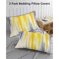 thumbnail image 3 of Yellow Gray White Pillow Covers Standard Size 2 Pack, Farmhouse Gradient Abstract Art Soft Bed Throw Pillowcases Breathable Cooling Long Lumbar Body Pillow Sham Cover for Bed Sofa 20''x26'', 3 of 7