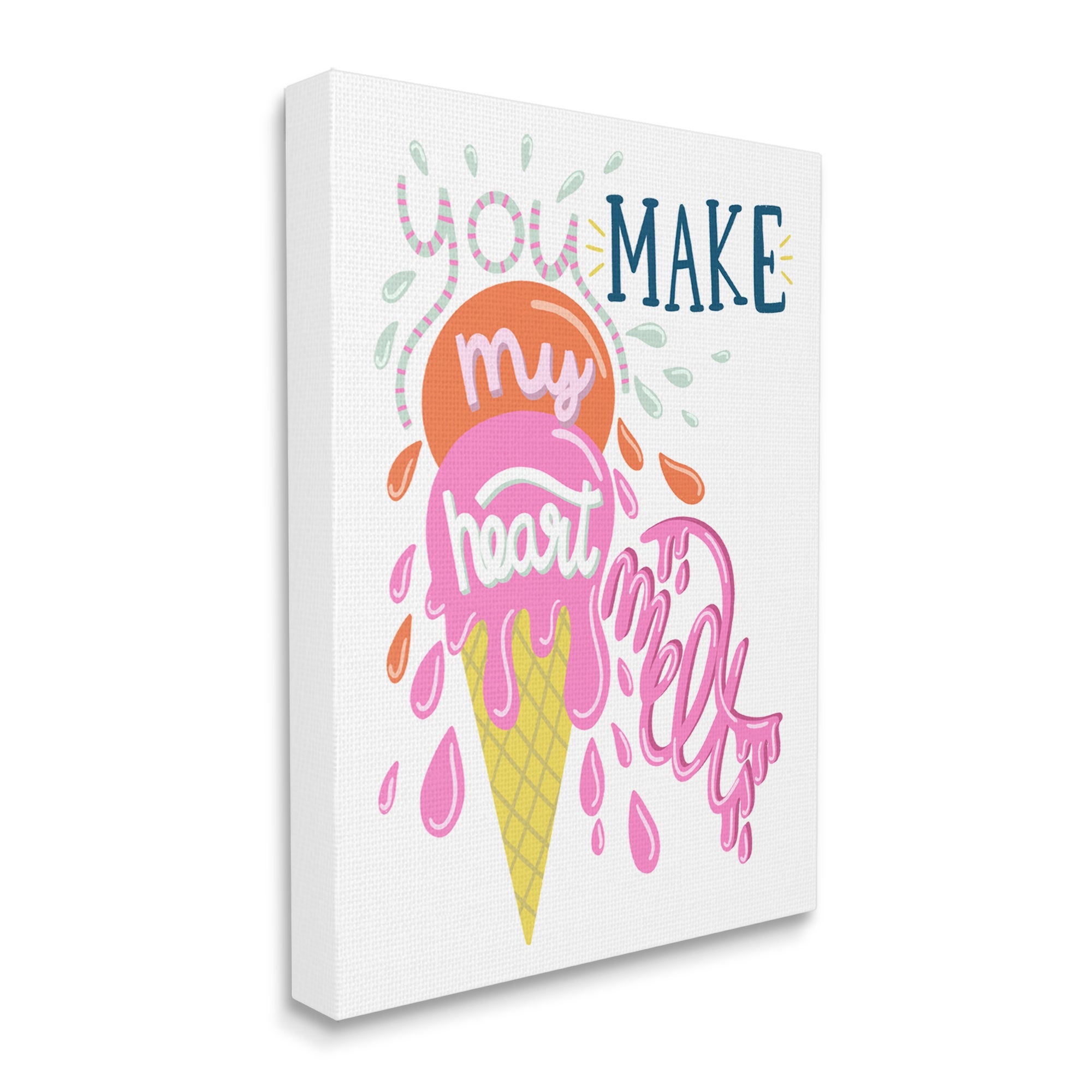 Stupell Industries Make My Heart Melt Summer Ice Cream Treat Graphic Art Gallery Wrapped Canvas Print Wall Art, Design by Dominika Godette