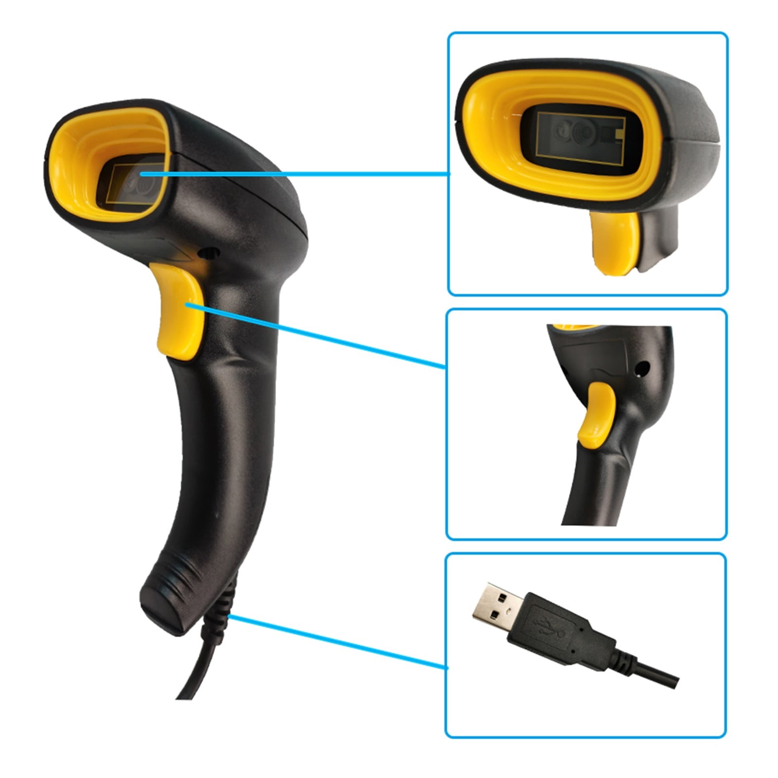 Wired USB Barcode Scanner USB Image Portable Barcode Scanner 1D/2D QR Data Matrix Code Bar Gun For POS System And Inventory ,Easy to Operate