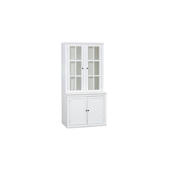 Miekor Furniture 75.25" Tall Display Cabinet with Tempered Glass Door, China Cabinet for Living Room, Kitchen, Home, Studio or Workspace - White 73689