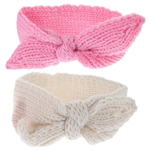 GAXIRE 2pcs Baby Bow Headbands Soft Fabric Beige Hairbands for Newborns Toddlers Girls Accessories