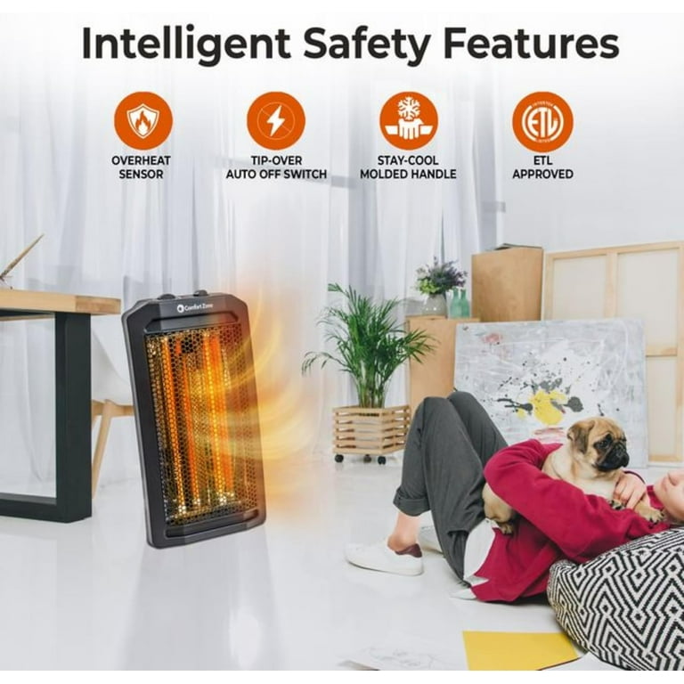 Comfort Zone, Infrared Tower Heater, 1500W, Thermostat, 2 Settings  display picture 1