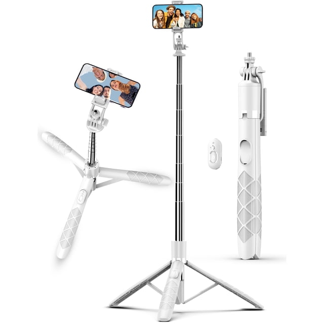 Trípode Selfie Stick SelfieShow 71 para iPhone/Android, color blanco