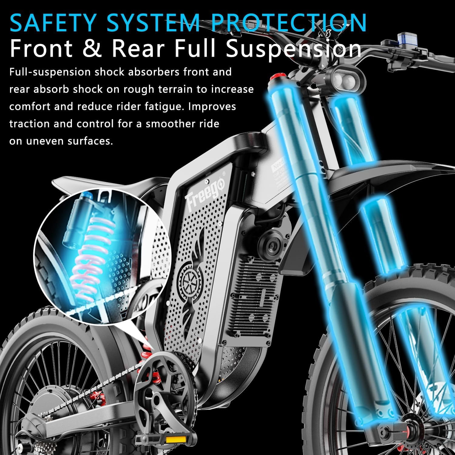 FREEGO X2 Pro Electric Dirt Bike – 6000W Peak Motor, 60V/30Ah Battery, 50MPH Speed, 80-Mile Range, UL2849 Certified
