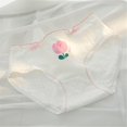thumbnail image 3 of Yokua Women's Flower Embroidered Ruffled Edges Panties Middle Waist Hipsters Briefs, 3 of 17