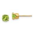 thumbnail image 1 of 14K Yellow Gold 5mm Peridot Earrings - August, 1 of 2