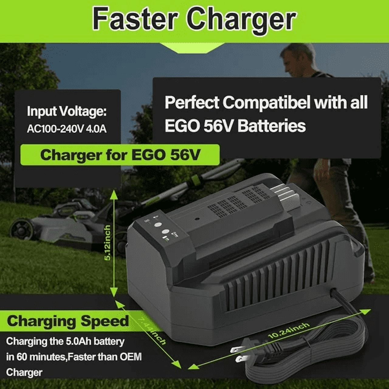 56V 4A Rapid Charger Replacement for EGO Battery Charger CH2100 CH3200 CH5500, Compatible with All EGO Battery BA2800 BA1400 BA5635 BA4200