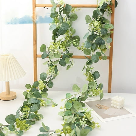 Artificial Ivy Garland with Roses 180cm Green Faux Hanging Vine Greenery Decor for Wedding Party Home Wall